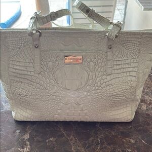 Brahmin white Embossed leather Tote